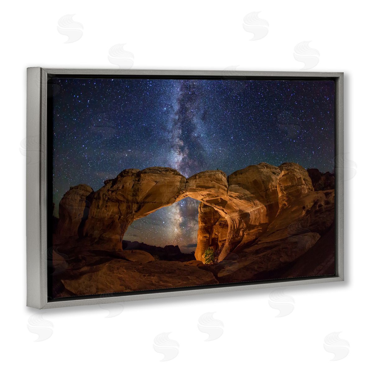 Starry Sky Through Desert Arch Grey Floating Frame Canvas Wall Art, Home Decor by Royce Bair