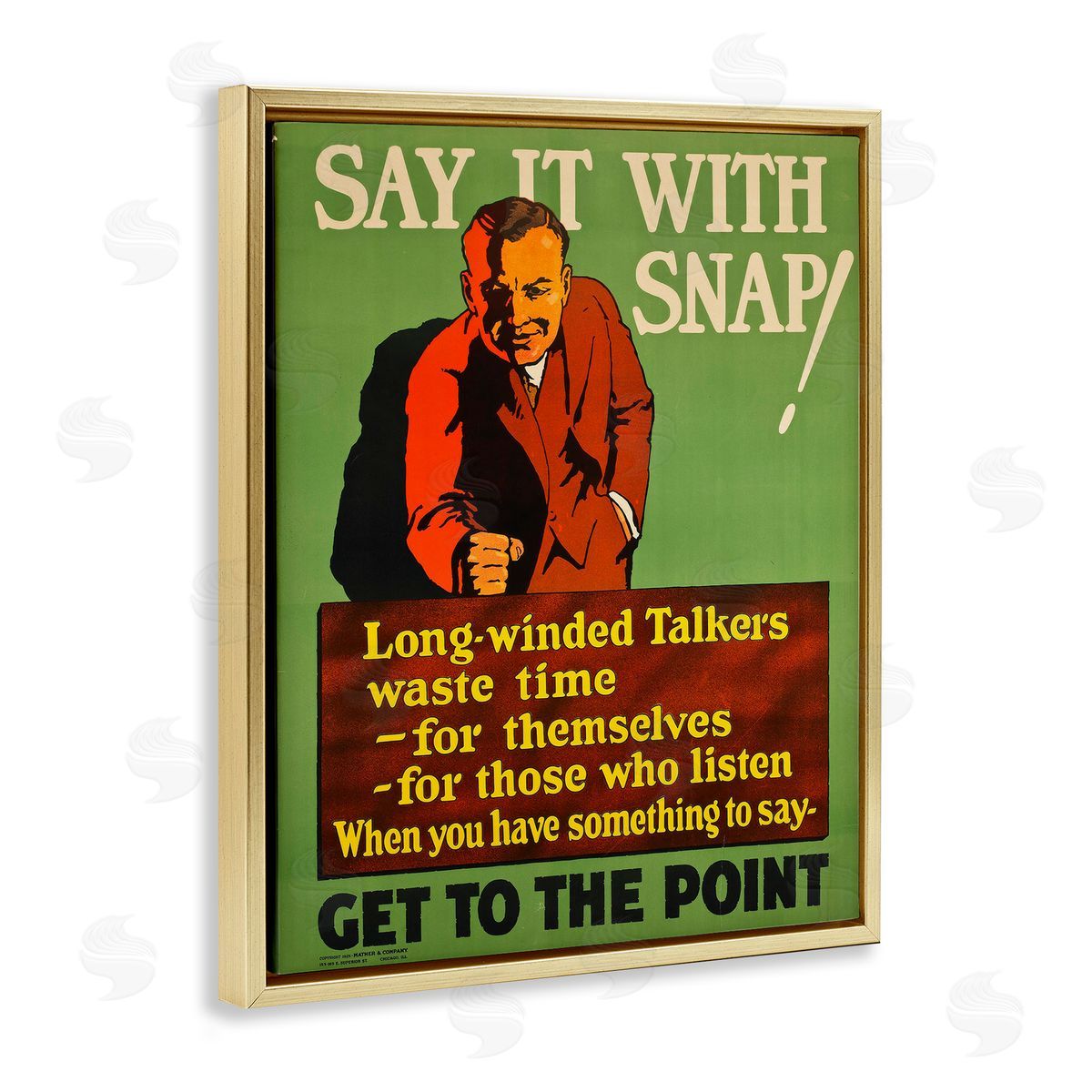 Vintage Say It With Snap Gold Floating Frame Canvas Wall Art, Home Decor by Marcus Jules