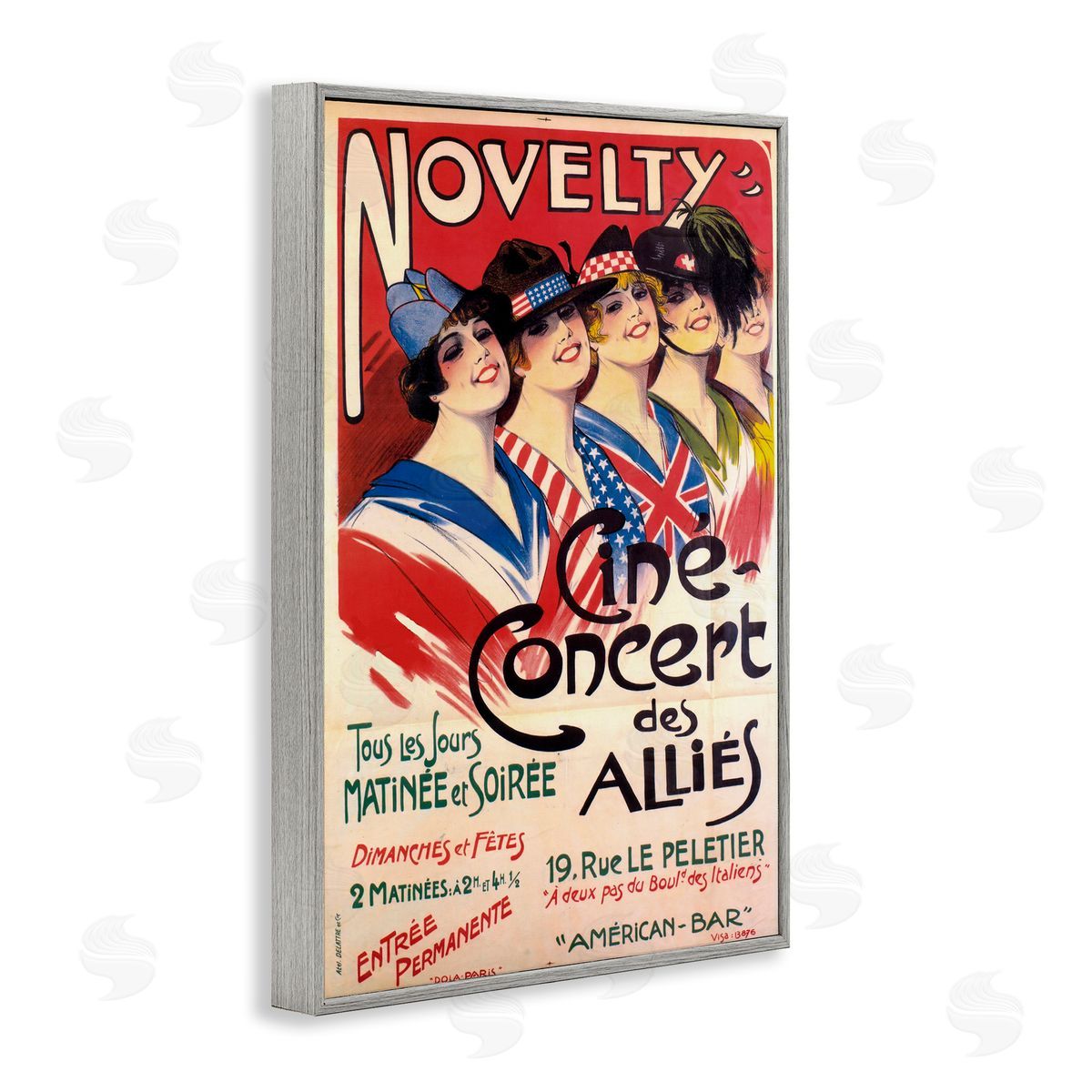 Vintage Novelty Concert Grey Frame Print Wall Art, Home Decor by Marcus Jules