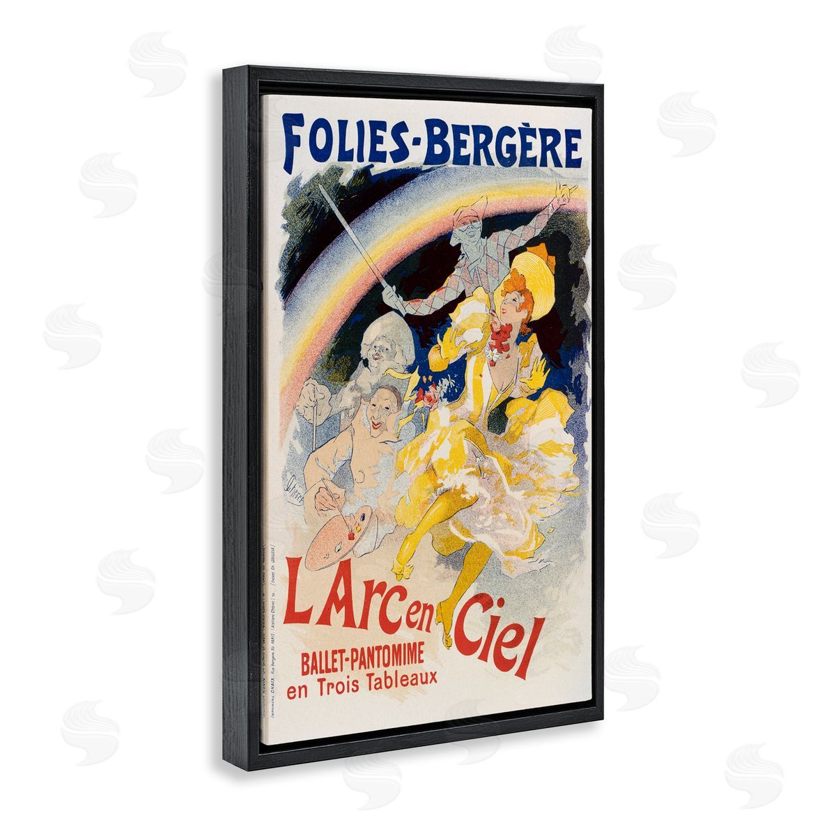 Vintage Ballet Entertainment Ad Black Floating Frame Canvas Wall Art, Home Decor by Marcus Jules