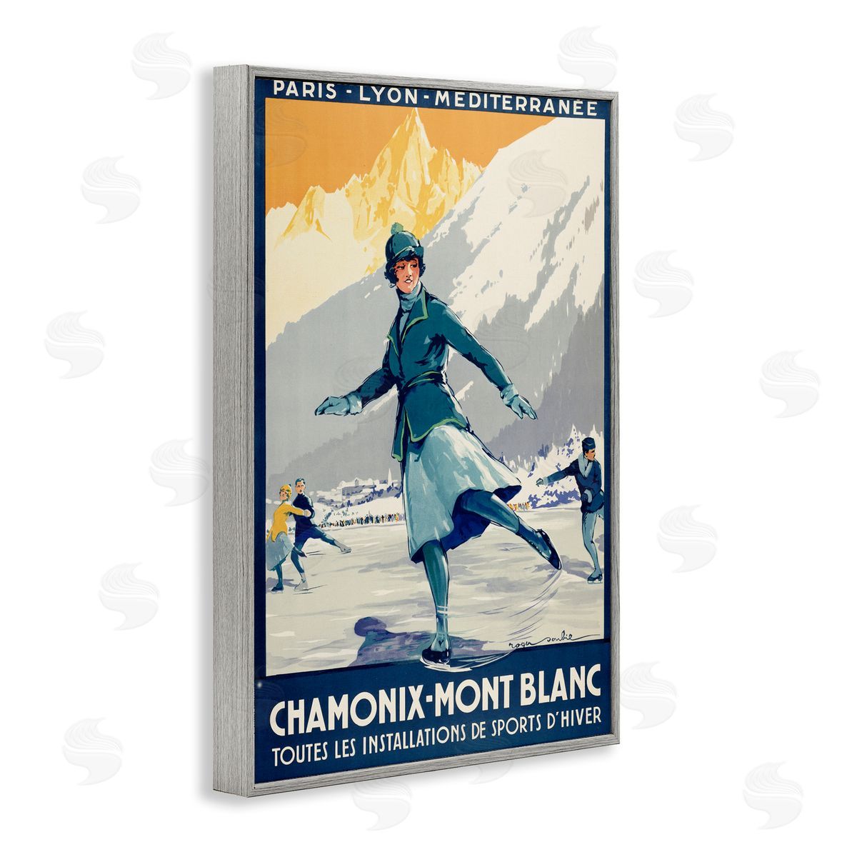 Vintage Ice Skating Advertisement Grey Frame Print Wall Art, Home Decor by Marcus Jules