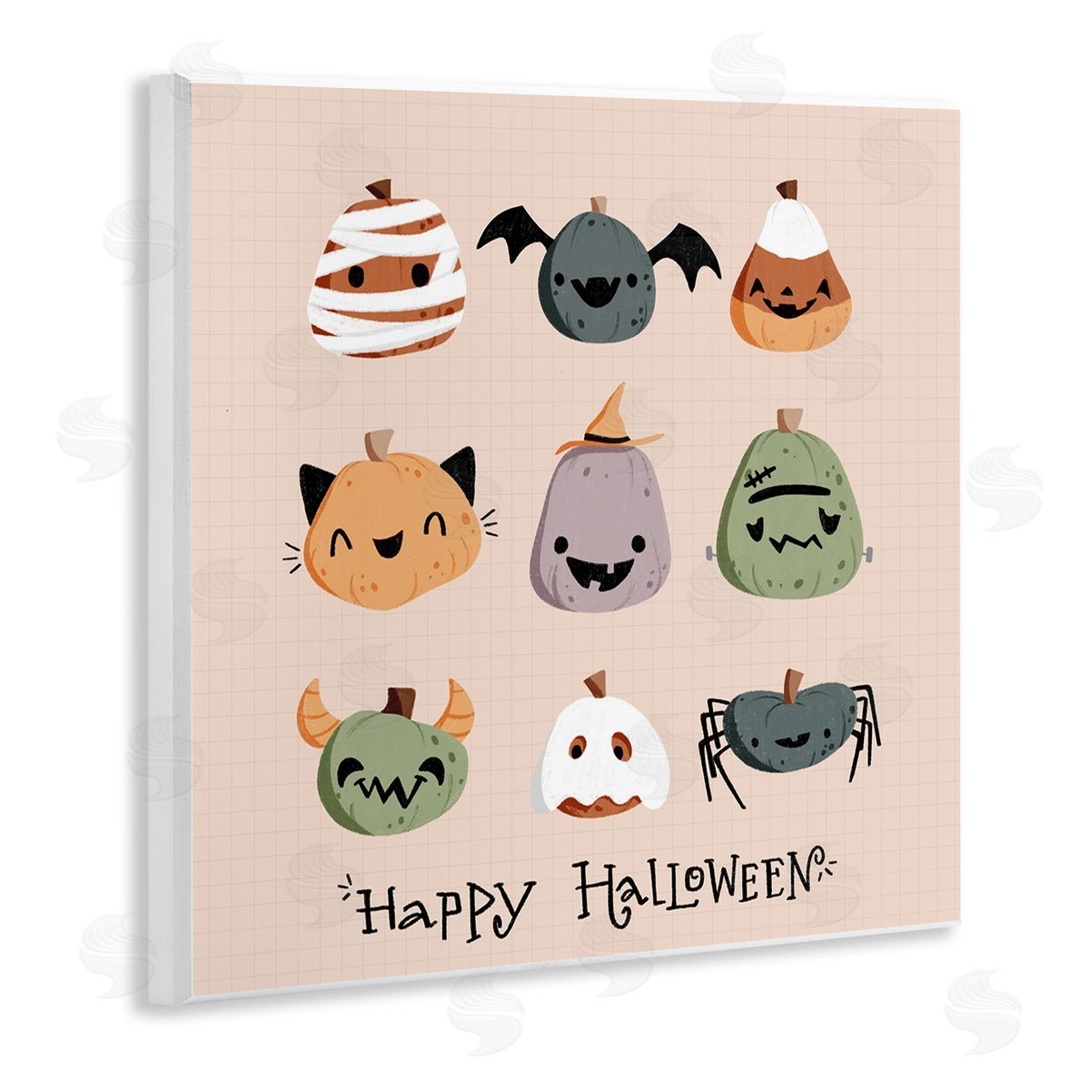 Cute Halloween Costume Pumpkins Wood Plaque Wall Art, Home Decor by Sarah Hickman