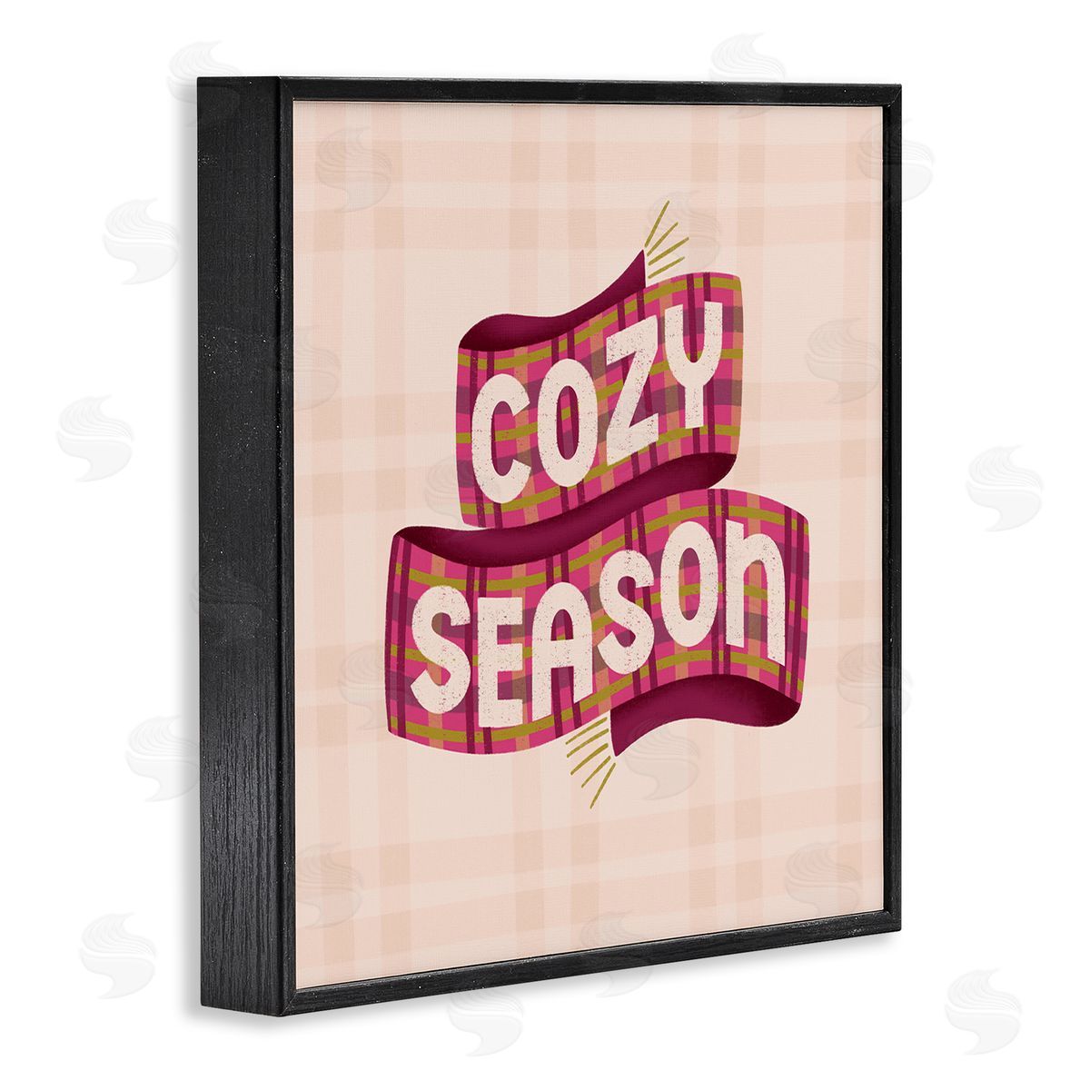 Cozy Season Scarf on Plaid Black Frame Print Wall Art, Home Decor by Sarah Hickman