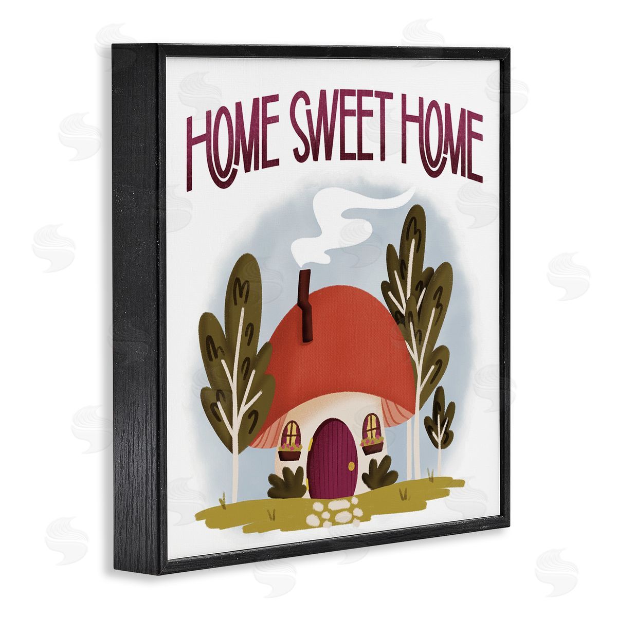 Sweet Home Mushroom Cottage Black Frame Print Wall Art, Home Decor by Sarah Hickman