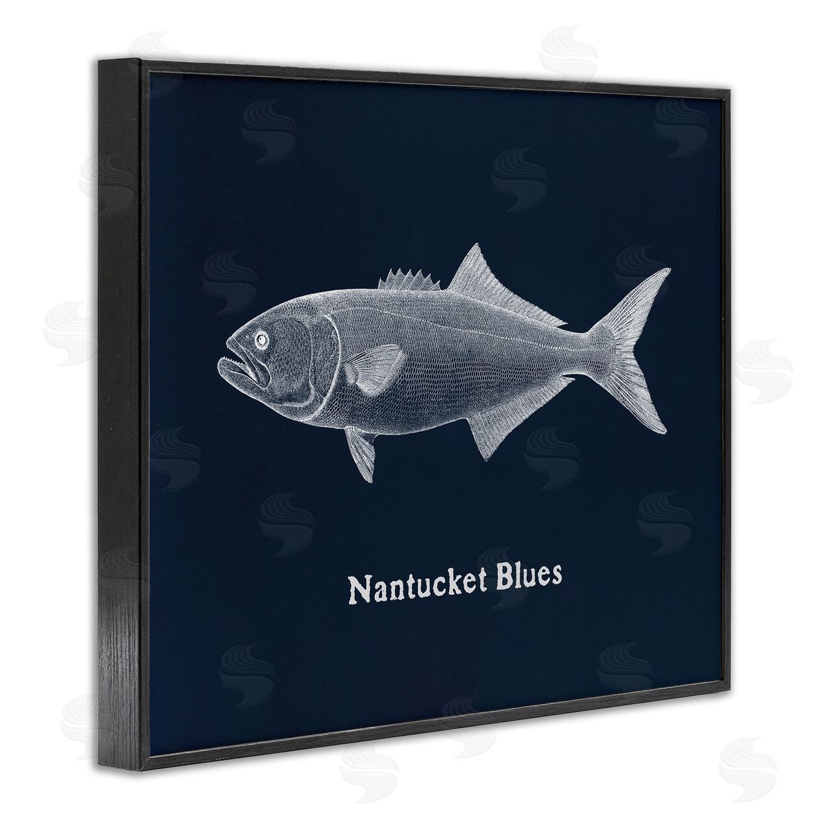 Nantucket Blues Fish Black Frame Print Wall Art, Home Decor by Phillipa Katz
