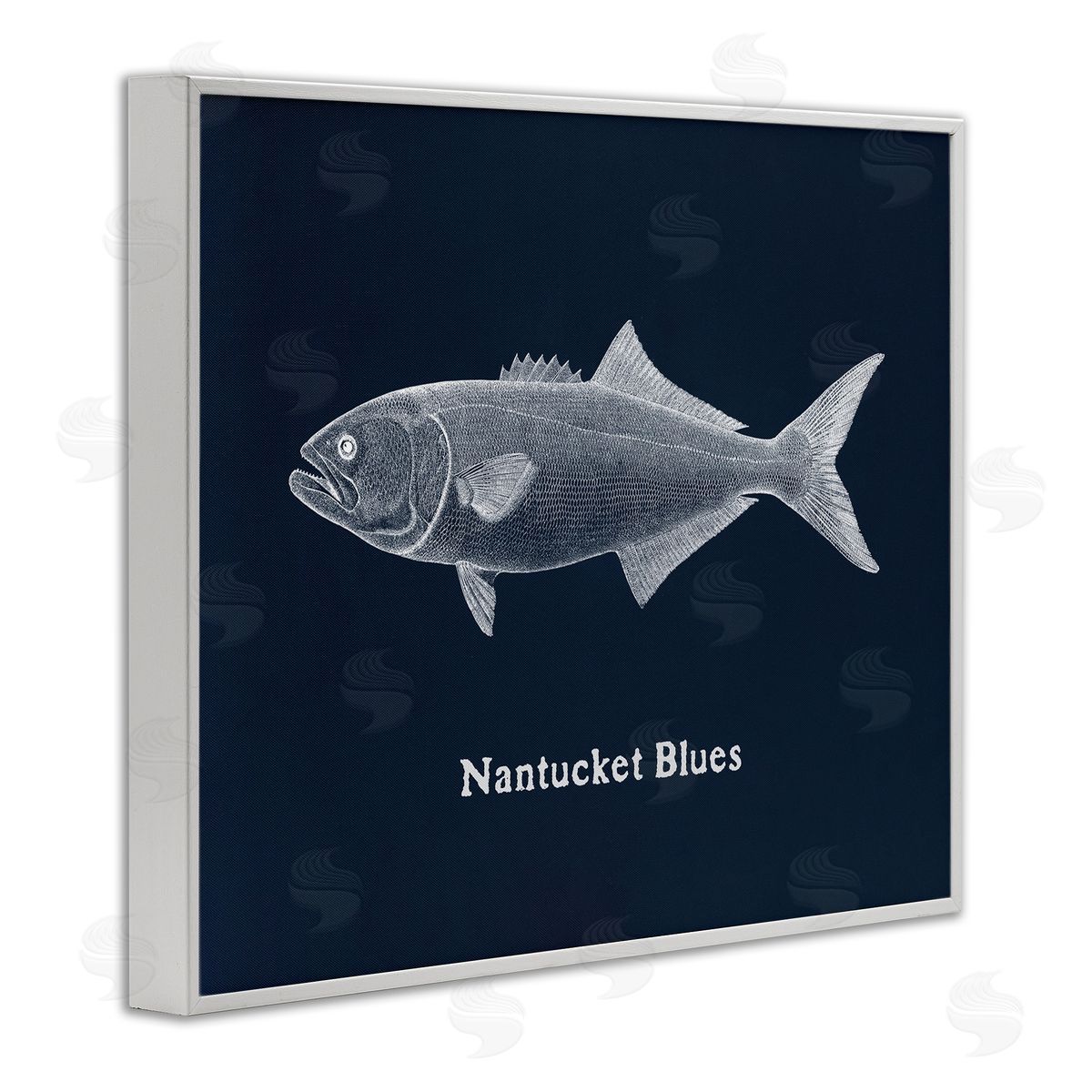 Nantucket Blues Fish White Frame Print Wall Art, Home Decor by Phillipa Katz