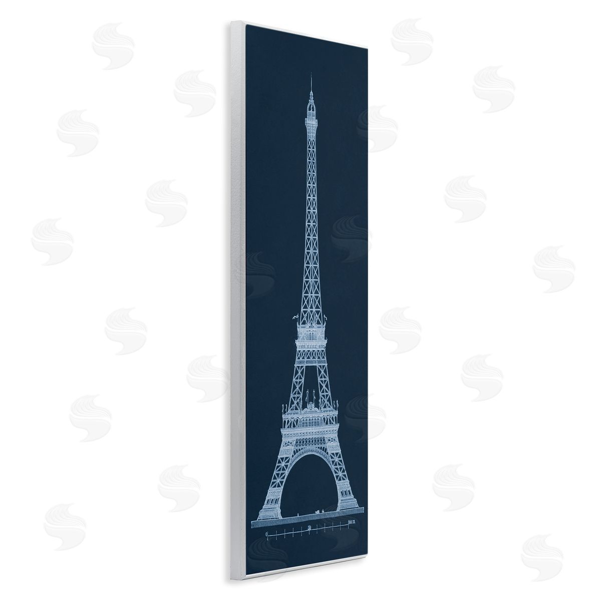 White Parisian Tower on Blue Wood Plaque Wall Art, Home Decor by Phillipa Katz