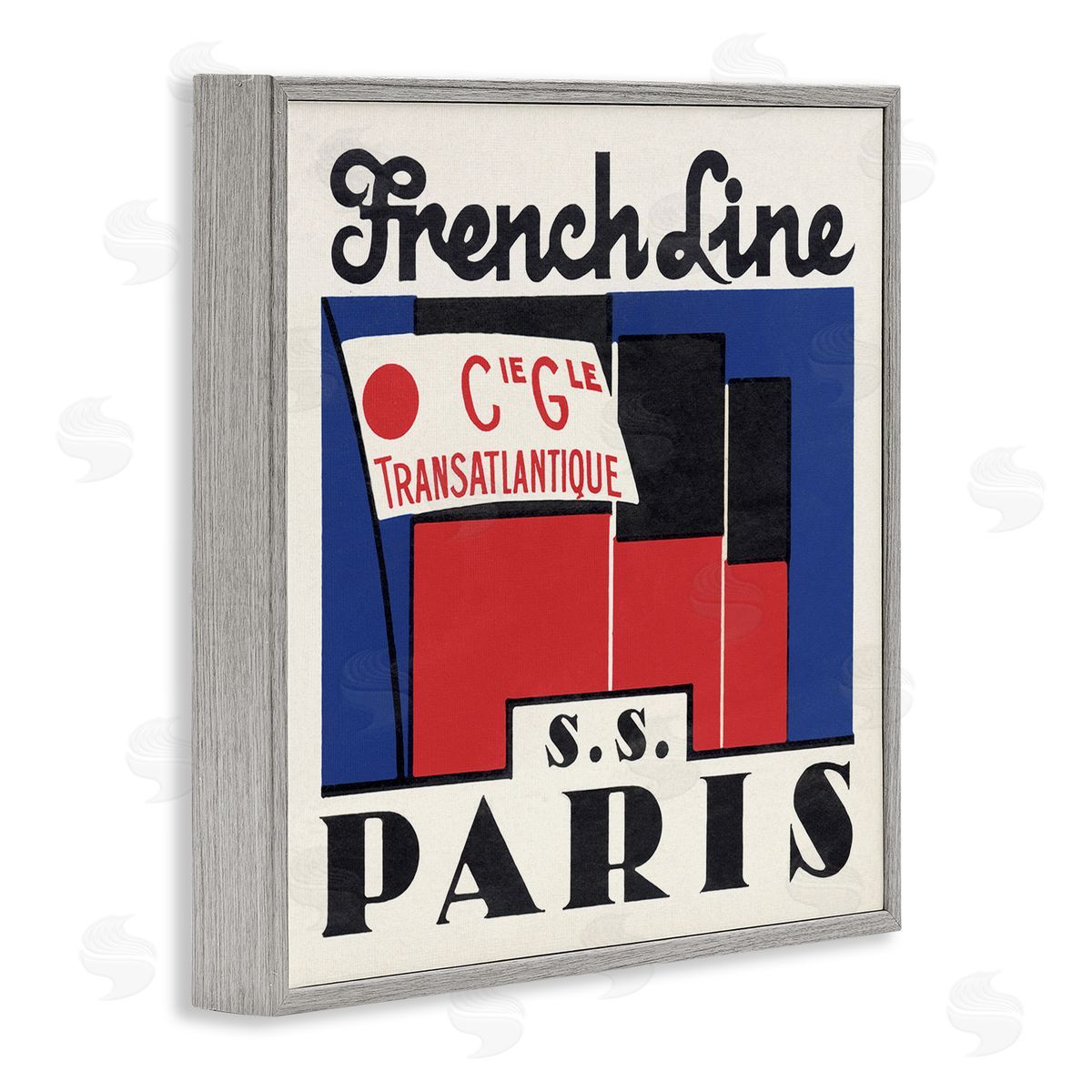 SS Paris Vintage Banner Grey Frame Print Wall Art, Home Decor by Phillipa Katz