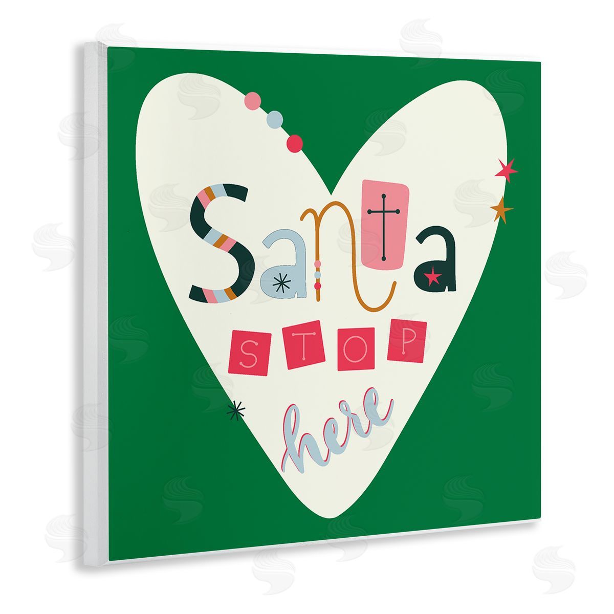 Santa Stop Here Heart Wood Plaque Wall Art, Home Decor by Sazerelli Designs