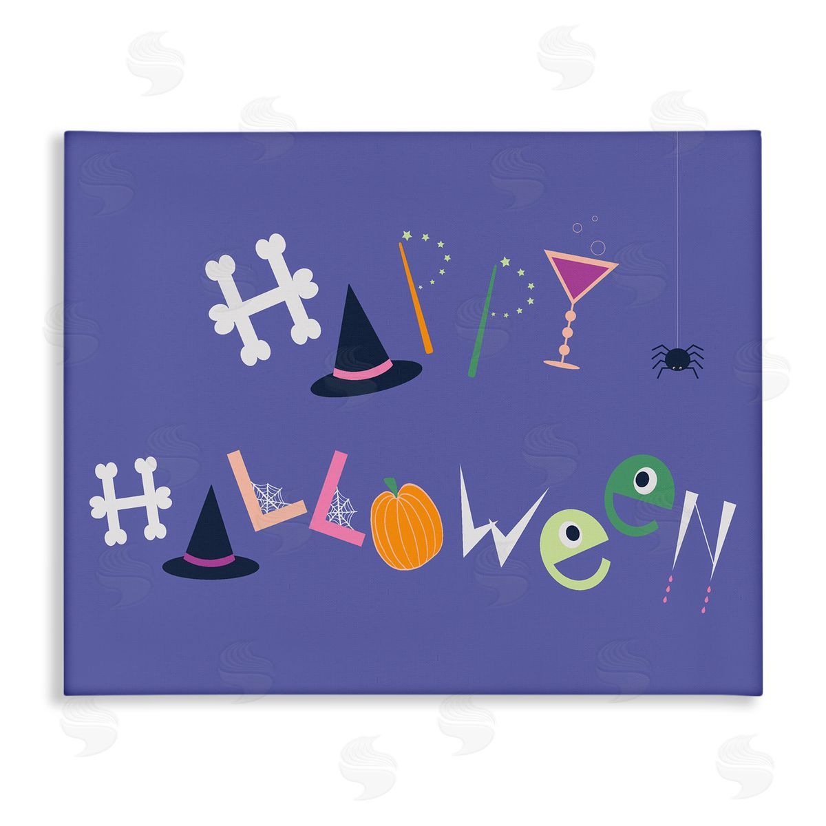 Eclectic Happy Halloween Canvas Wall Art, Home Decor by Sazerelli Designs