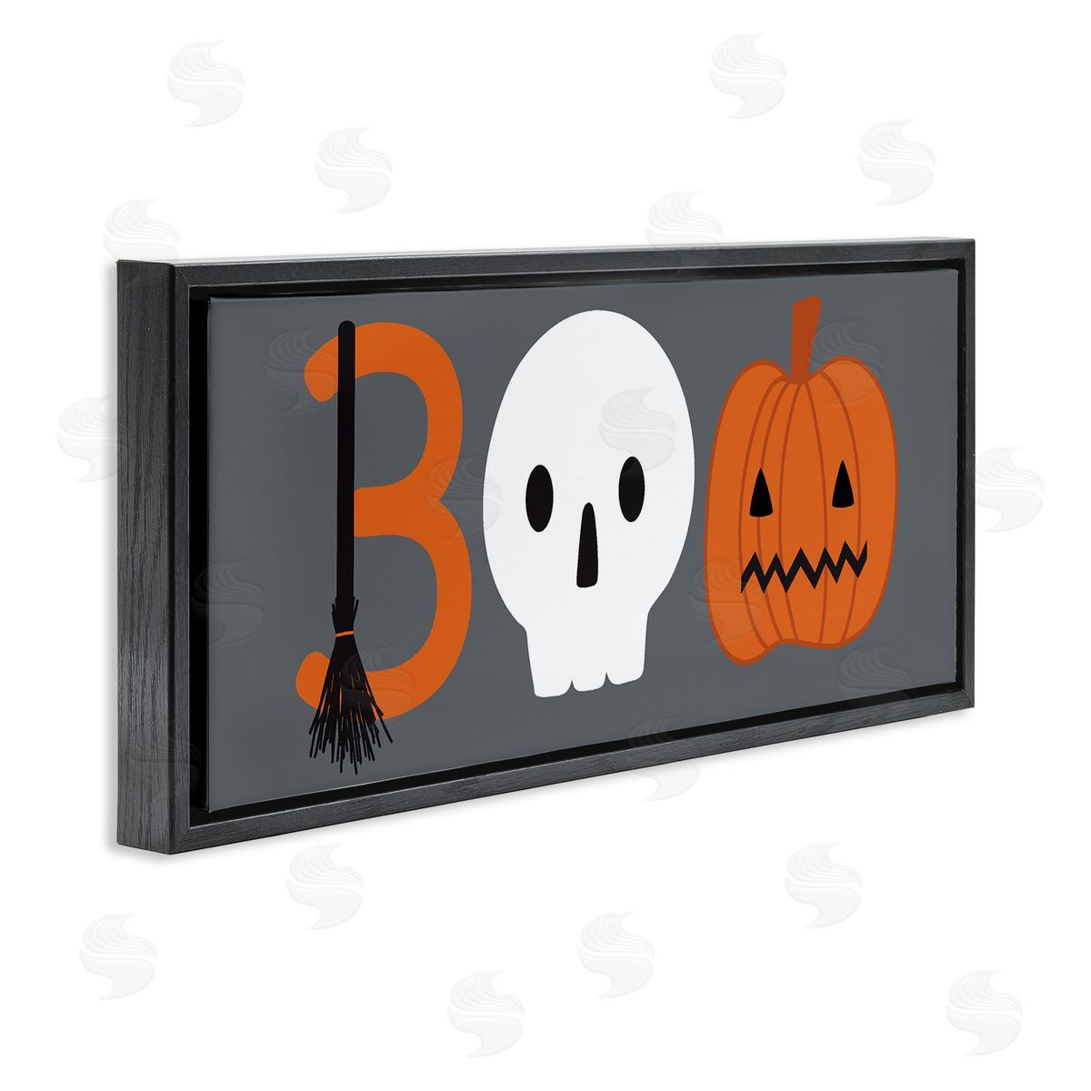 Boo Halloween Fun Typography Black Floating Frame Canvas Wall Art, Home Decor by Sazerelli Designs