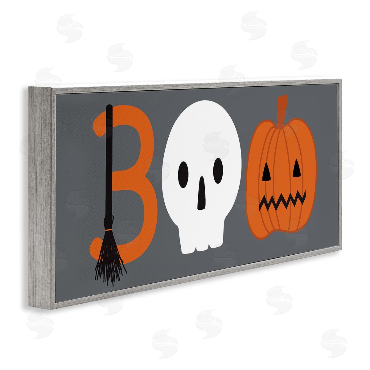Boo Halloween Fun Typography Grey Frame Print Wall Art, Home Decor by Sazerelli Designs
