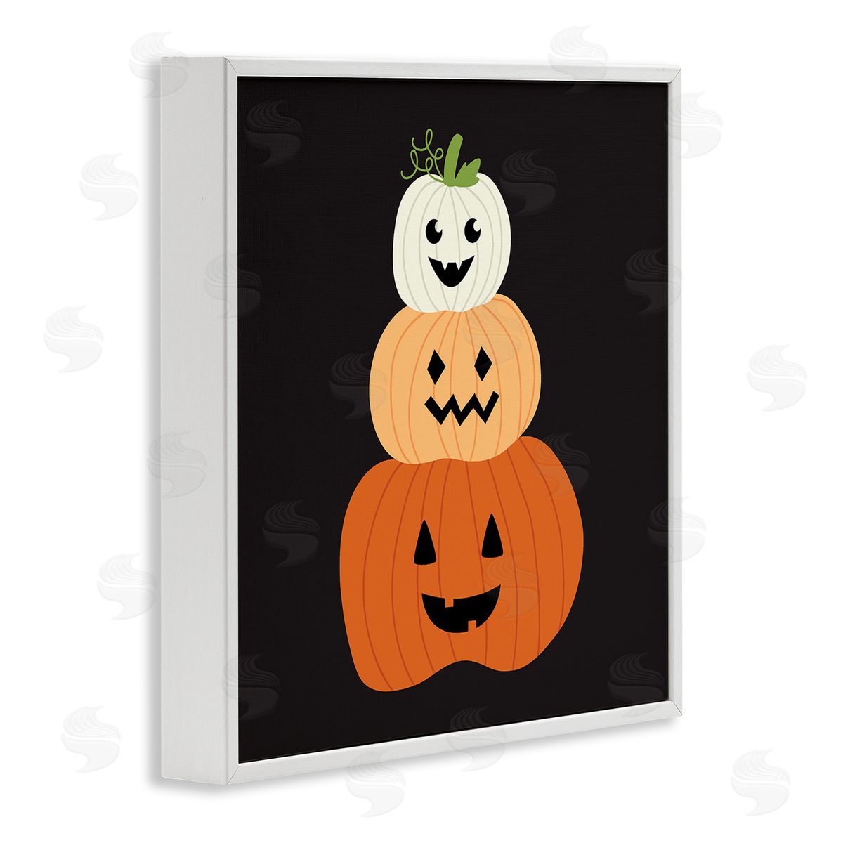 Happy Jack-o-Lanterns on Black White Frame Print Wall Art, Home Decor by Sazerelli Designs
