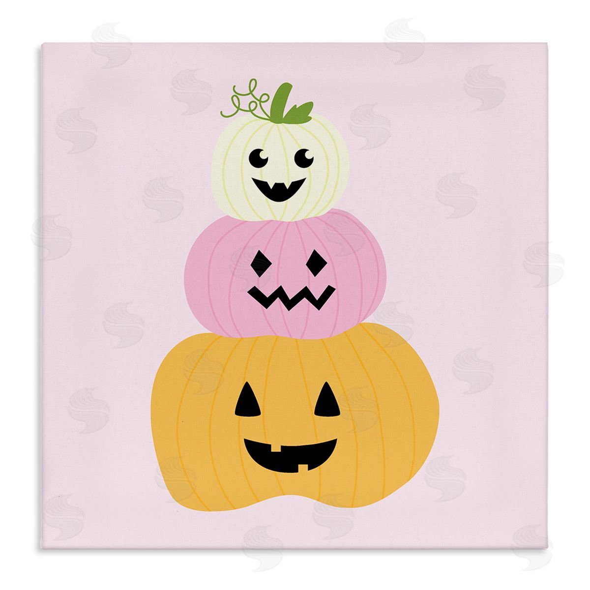 Pastel Happy Jack-o-Lanterns Canvas Wall Art, Home Decor by Sazerelli Designs