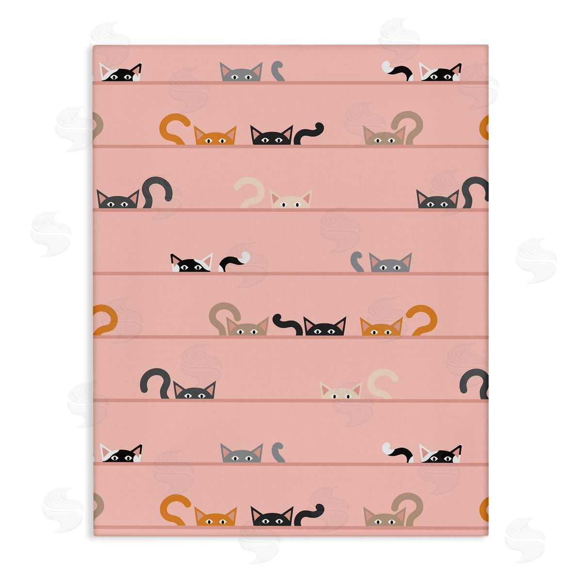 Peeking Cats on Pink Canvas Wall Art, Home Decor by Sazerelli Designs
