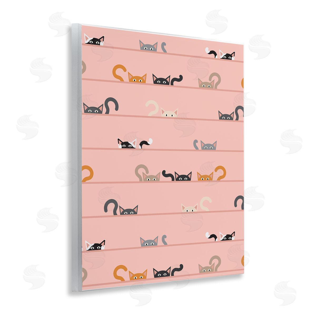 Peeking Cats on Pink Wood Plaque Wall Art, Home Decor by Sazerelli Designs
