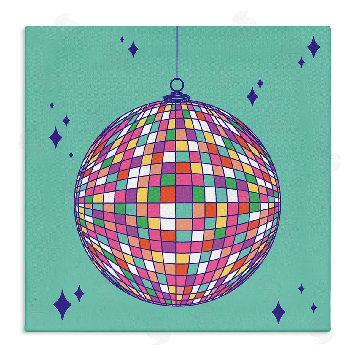 Geometric Modern Disco Ball Canvas Wall Art, Home Decor by Sazerelli Designs
