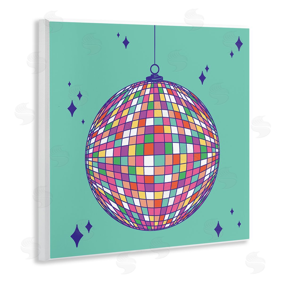 Geometric Modern Disco Ball Wood Plaque Wall Art, Home Decor by Sazerelli Designs