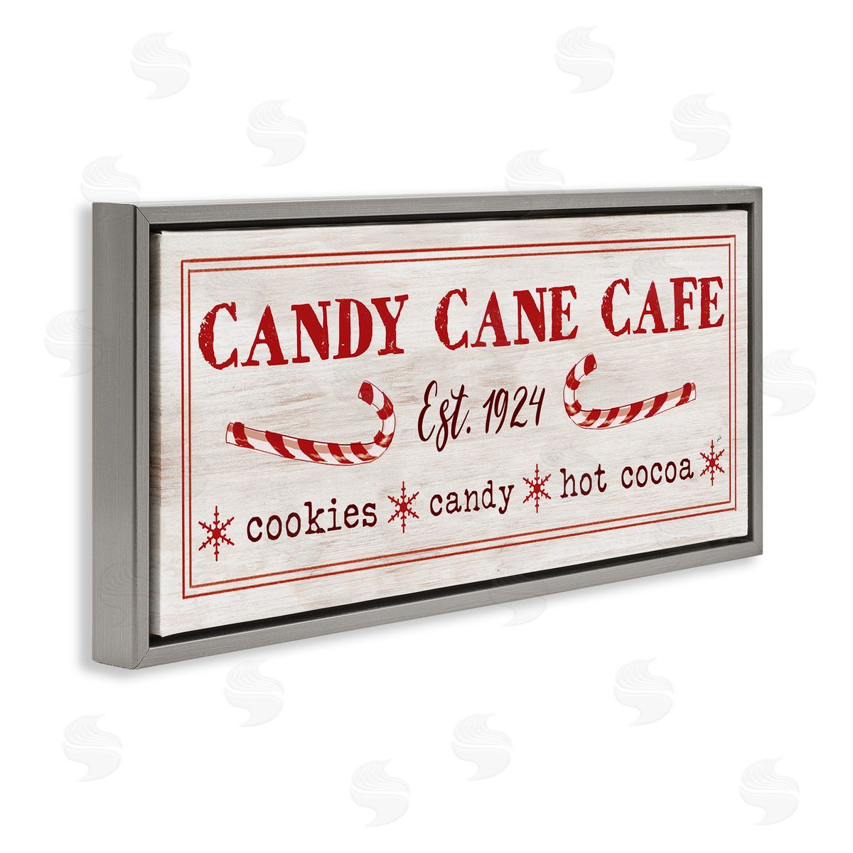 Vintage Candy Cane Cafe Grey Floating Frame Canvas Wall Art, Home Decor by Dogwood Portfolio