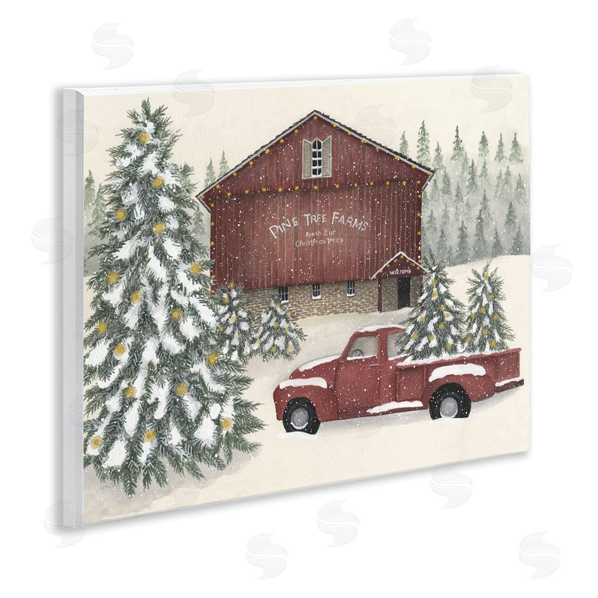 Winter Pine Tree Farm Wood Plaque Wall Art, Home Decor by Linda Spivey