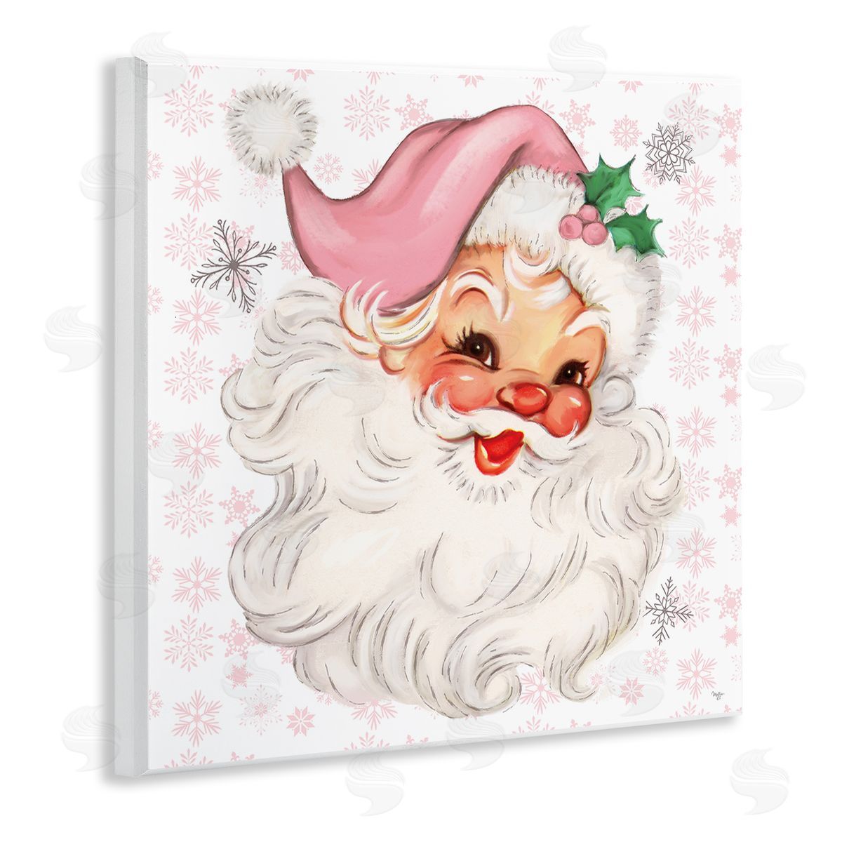 Pastel Vintage Jolly Santa Wood Plaque Wall Art, Home Decor by Mollie B.
