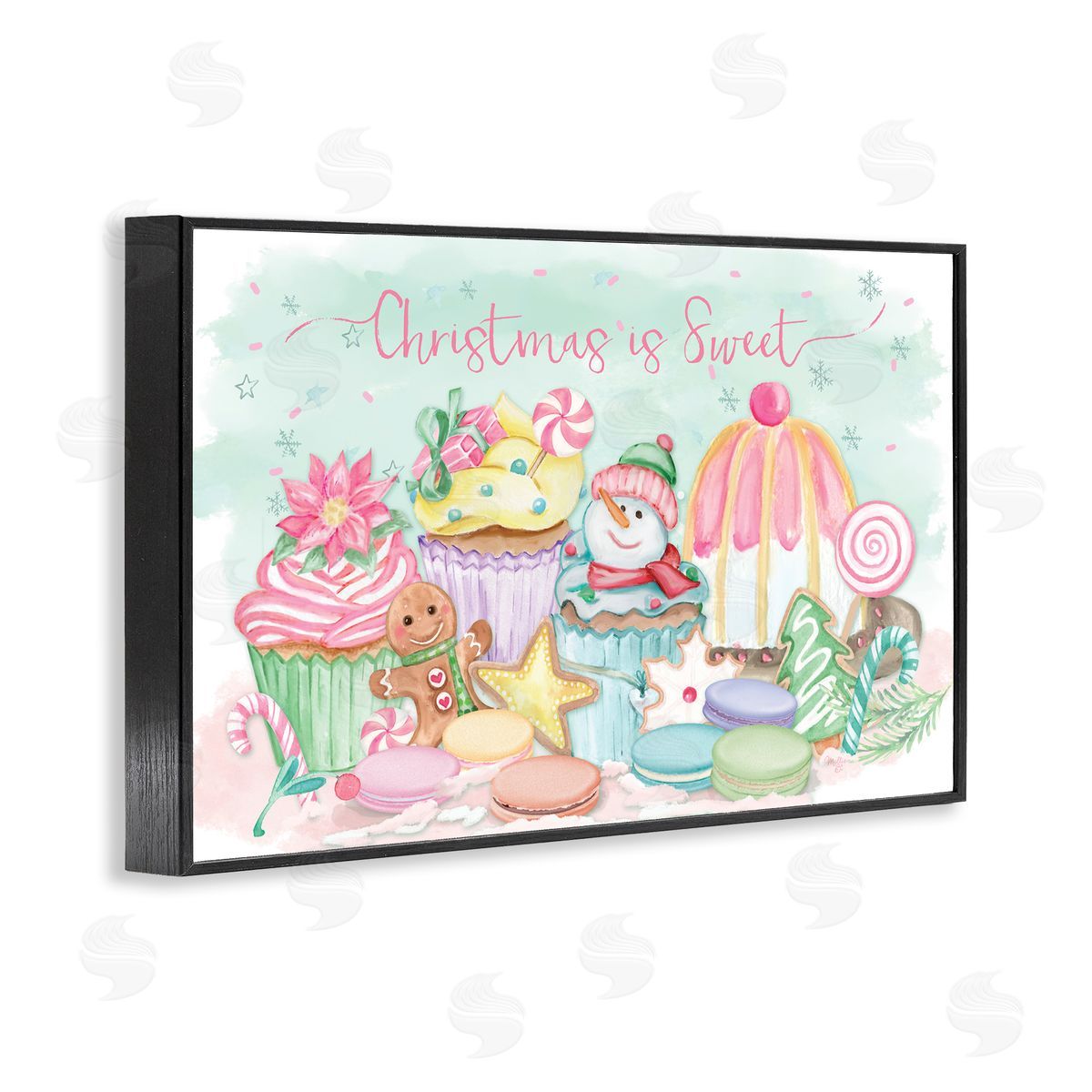 Christmas Is Sweet Festive Desserts Black Frame Print Wall Art, Home Decor by Mollie B.