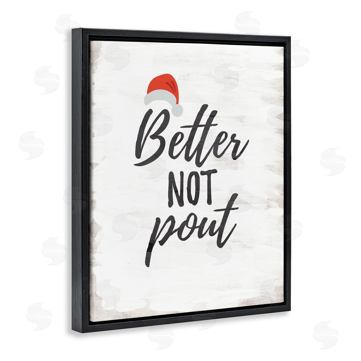 Festive Better Not Pout Black Floating Frame Canvas Wall Art, Home Decor by Lauren Rader