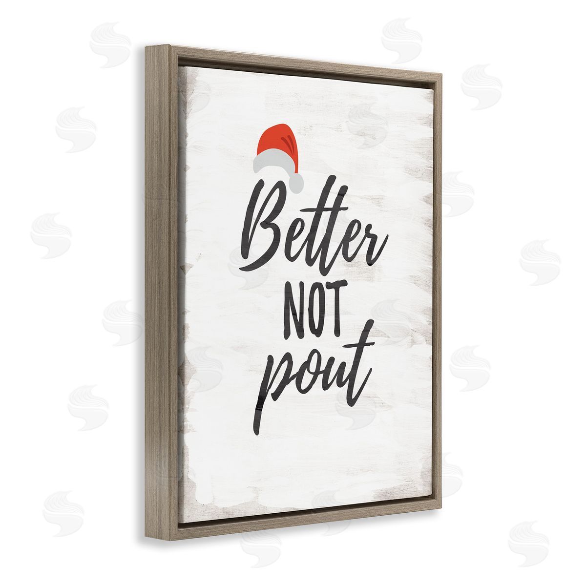 Festive Better Not Pout Brown Floating Frame Canvas Wall Art, Home Decor by Lauren Rader