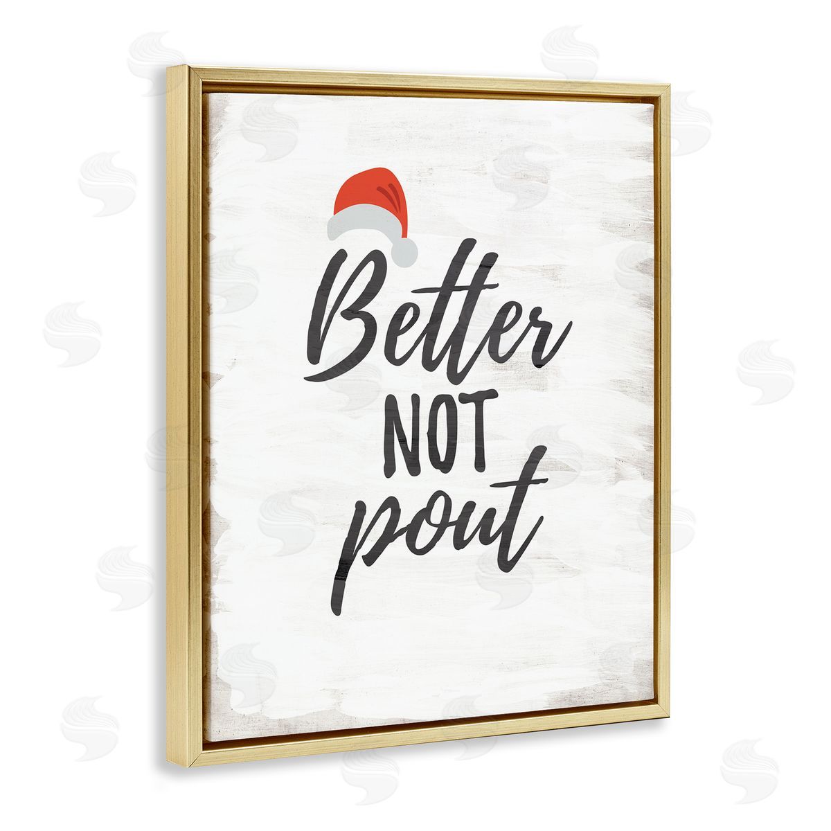 Festive Better Not Pout Gold Floating Frame Canvas Wall Art, Home Decor by Lauren Rader