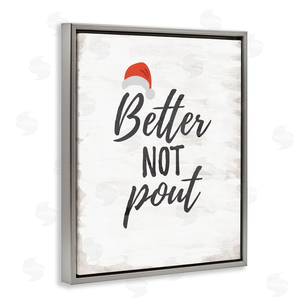 Festive Better Not Pout Grey Floating Frame Canvas Wall Art, Home Decor by Lauren Rader