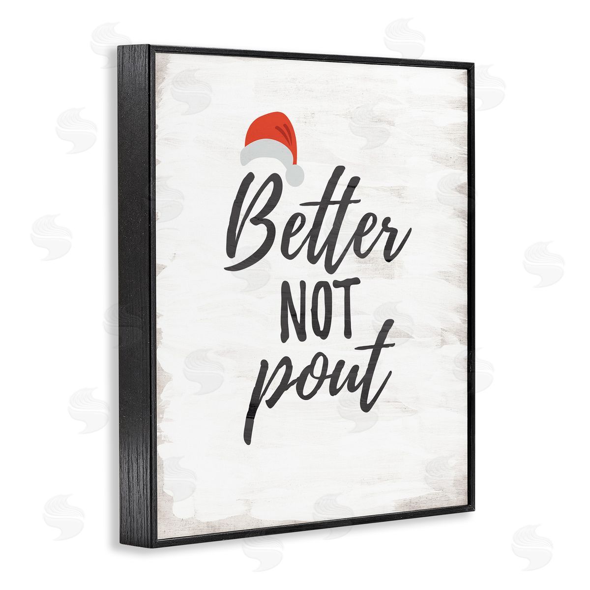 Festive Better Not Pout Black Frame Print Wall Art, Home Decor by Lauren Rader