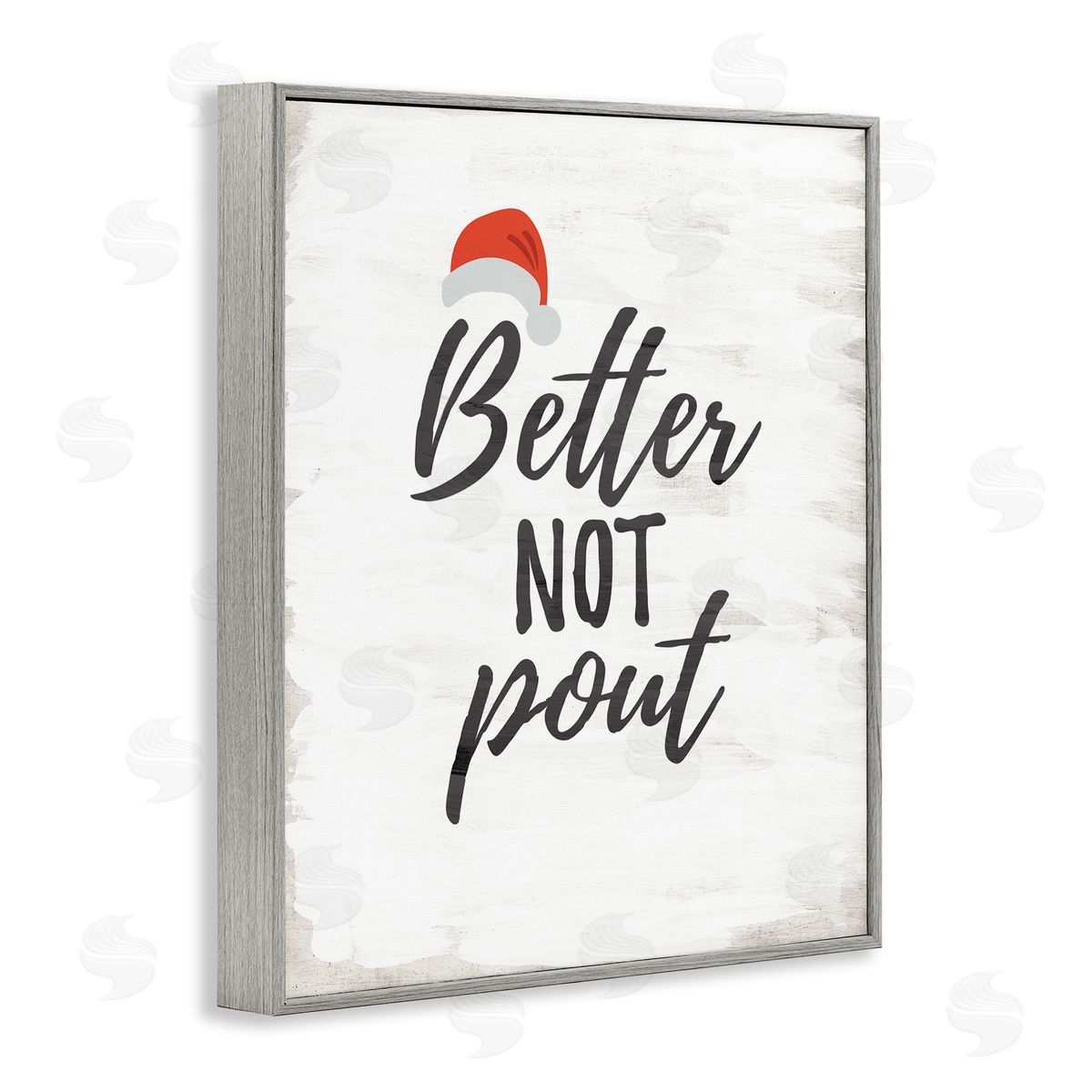 Festive Better Not Pout Grey Frame Print Wall Art, Home Decor by Lauren Rader
