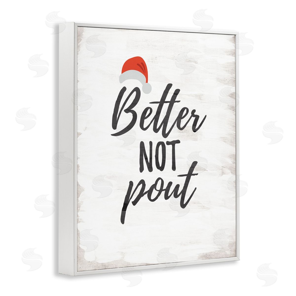 Festive Better Not Pout White Frame Print Wall Art, Home Decor by Lauren Rader