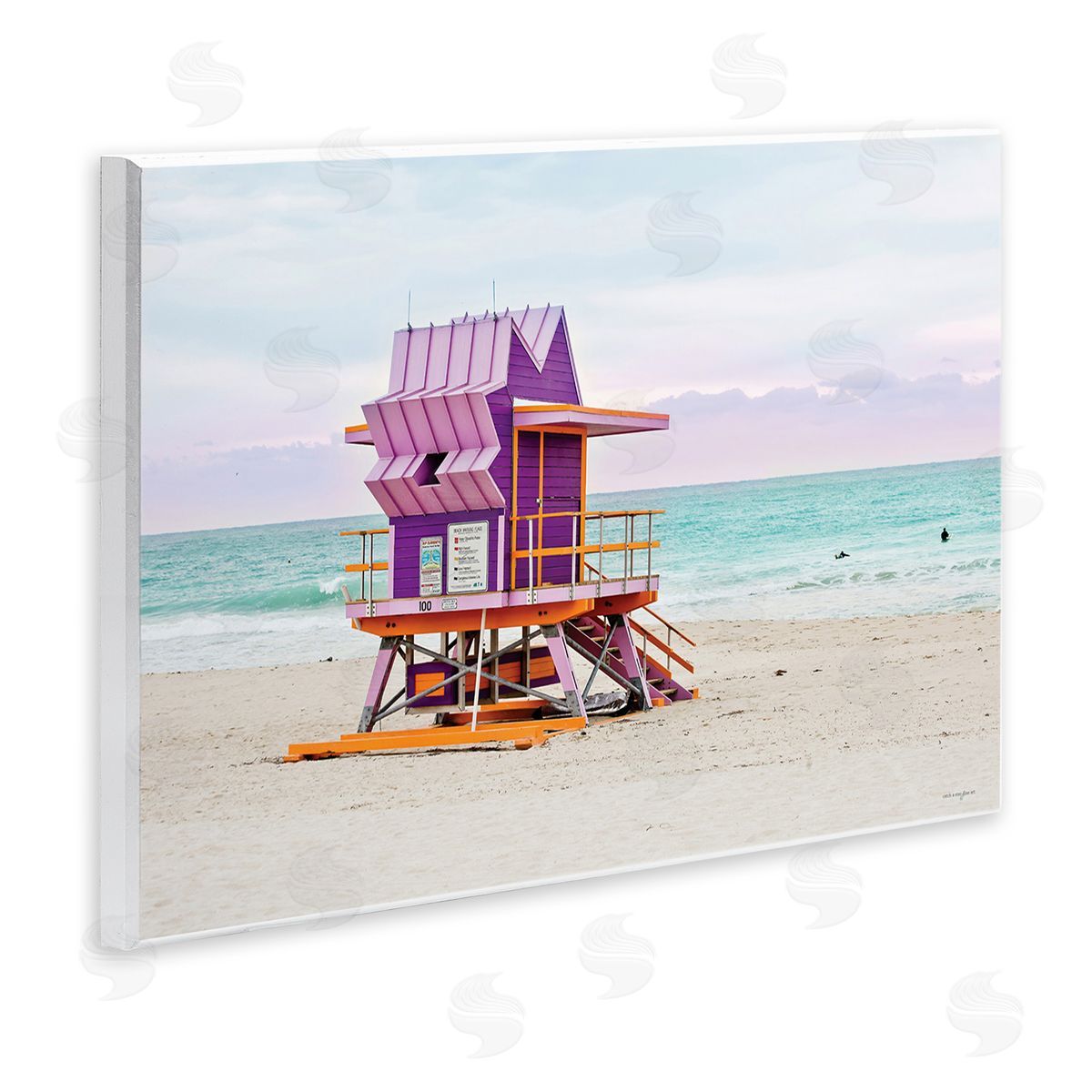 Purple Lifeguard Building Wood Plaque Wall Art, Home Decor by Seven Trees Design