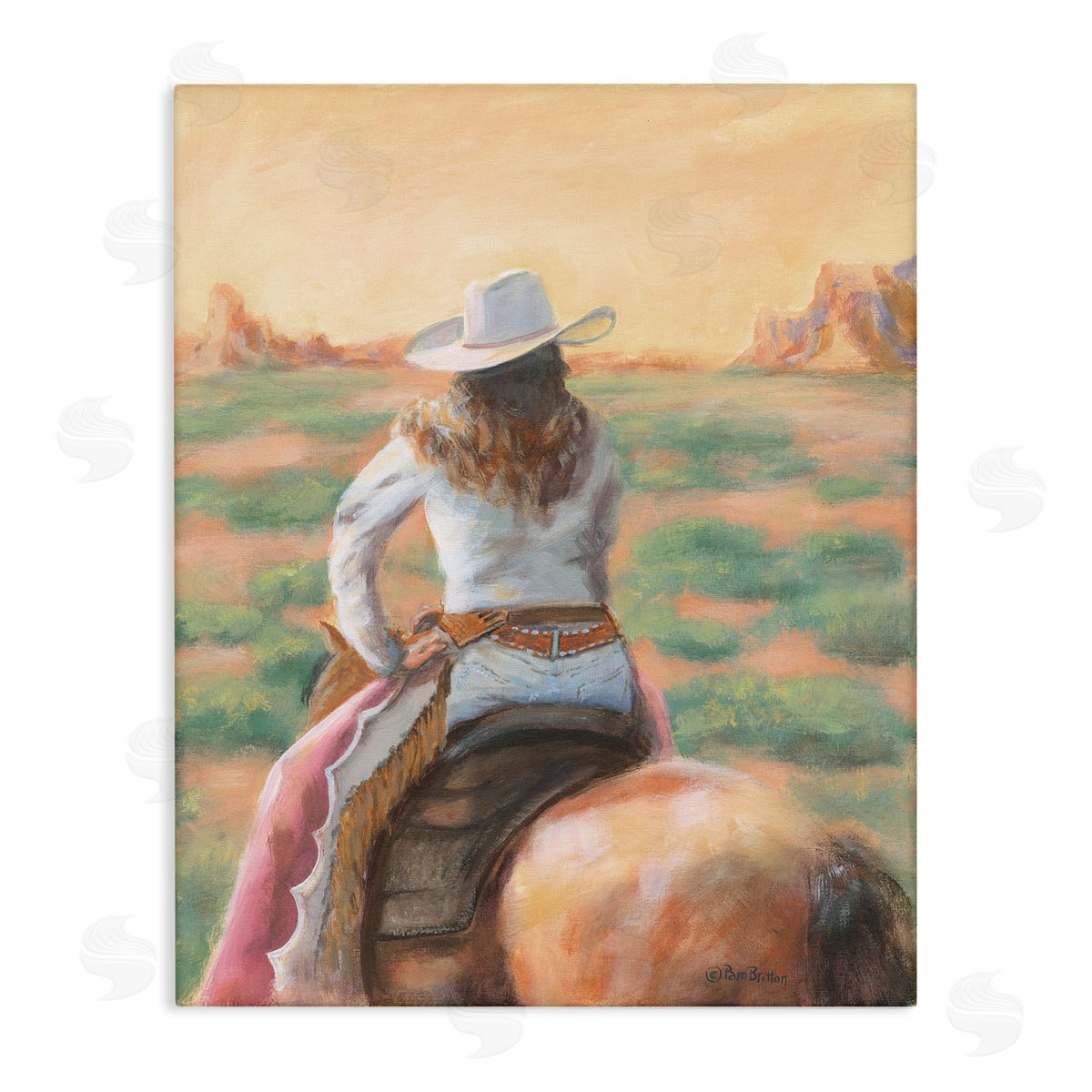 Cowgirl Atop Country Horse Canvas Wall Art, Home Decor by Pam Britton