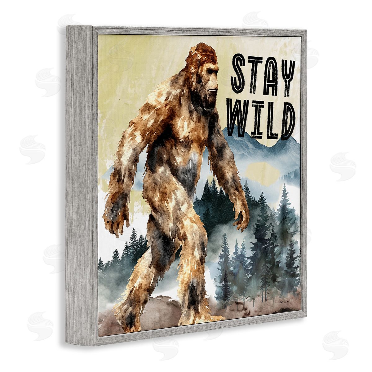 Stay Wild with Mythical Monster Grey Frame Print Wall Art, Home Decor by Nicole DeCamp