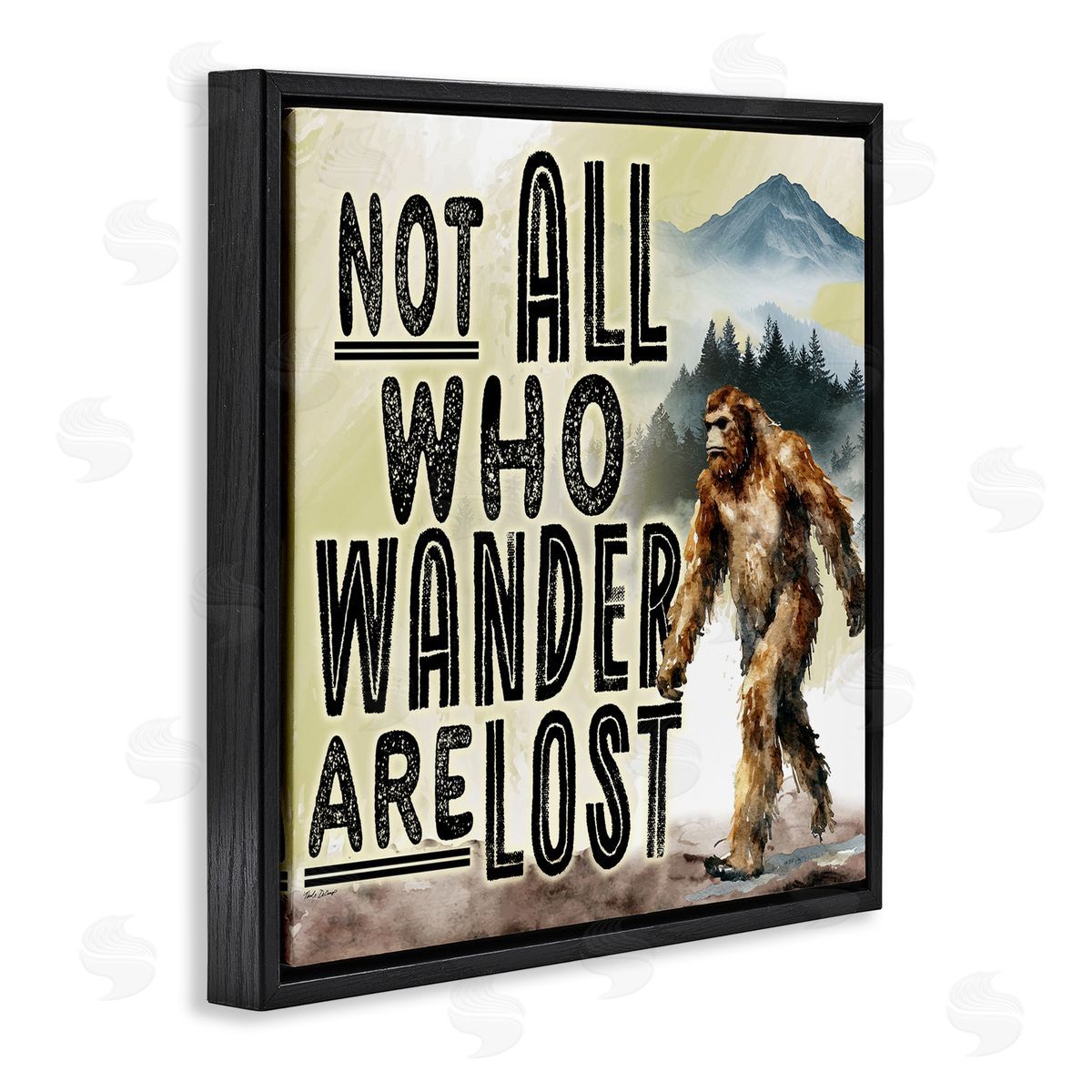 Not All Who Wander Phrase Black Floating Frame Canvas Wall Art, Home Decor by Nicole DeCamp