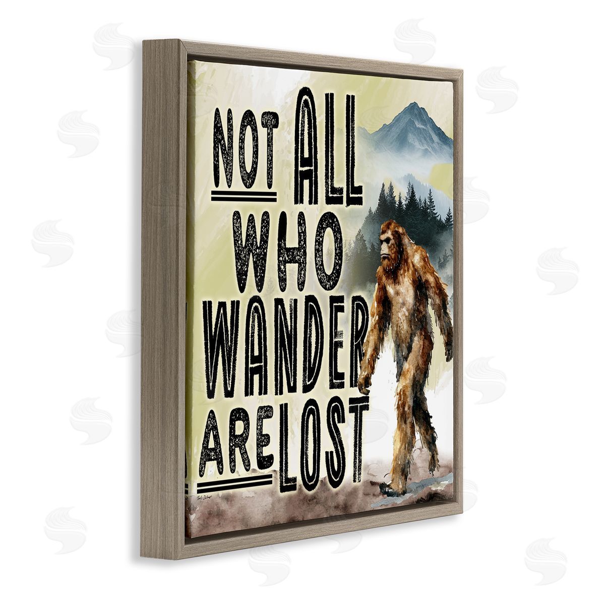 Not All Who Wander Phrase Brown Floating Frame Canvas Wall Art, Home Decor by Nicole DeCamp