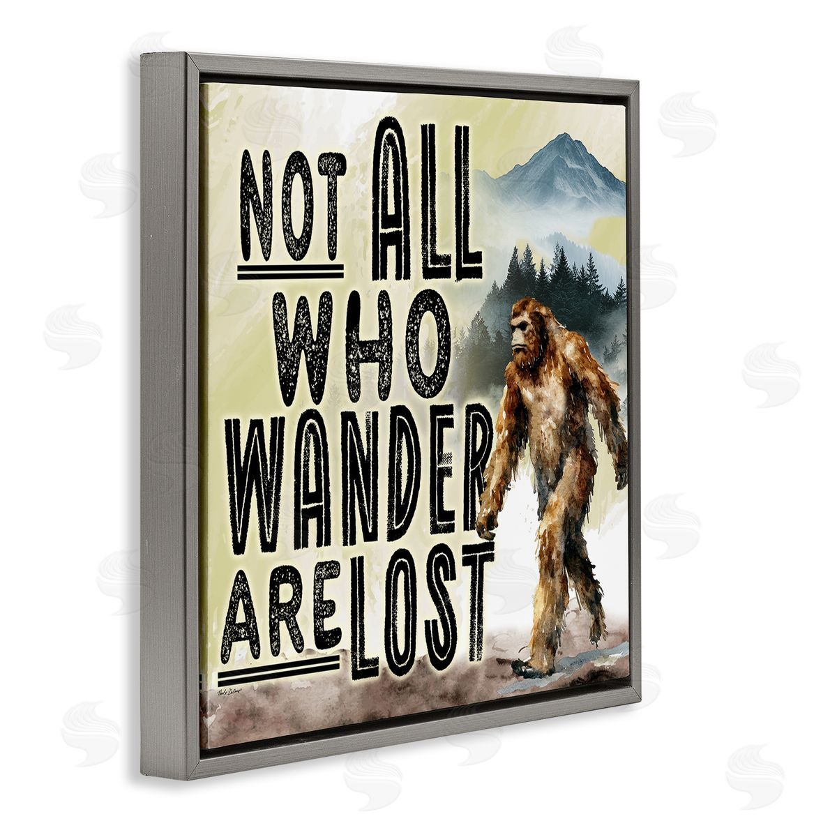 Not All Who Wander Phrase Grey Floating Frame Canvas Wall Art, Home Decor by Nicole DeCamp