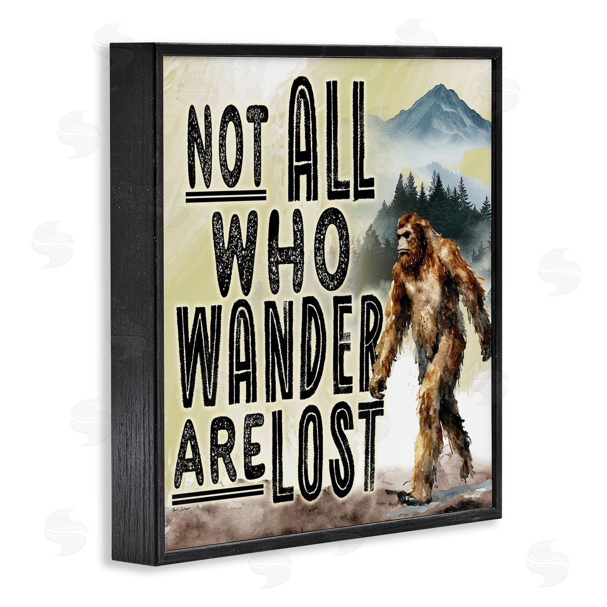 Not All Who Wander Phrase Black Frame Print Wall Art, Home Decor by Nicole DeCamp
