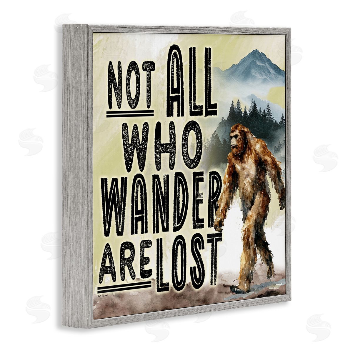 Not All Who Wander Phrase Grey Frame Print Wall Art, Home Decor by Nicole DeCamp