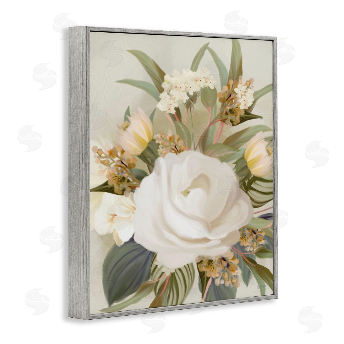 Charming Soft Rose Bundle Grey Frame Print Wall Art, Home Decor by House Fenway