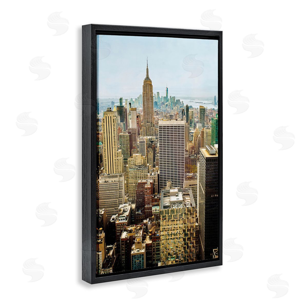 Overlooking Cityscape Buildings Black Floating Frame Canvas Wall Art, Home Decor by Seven Trees Design