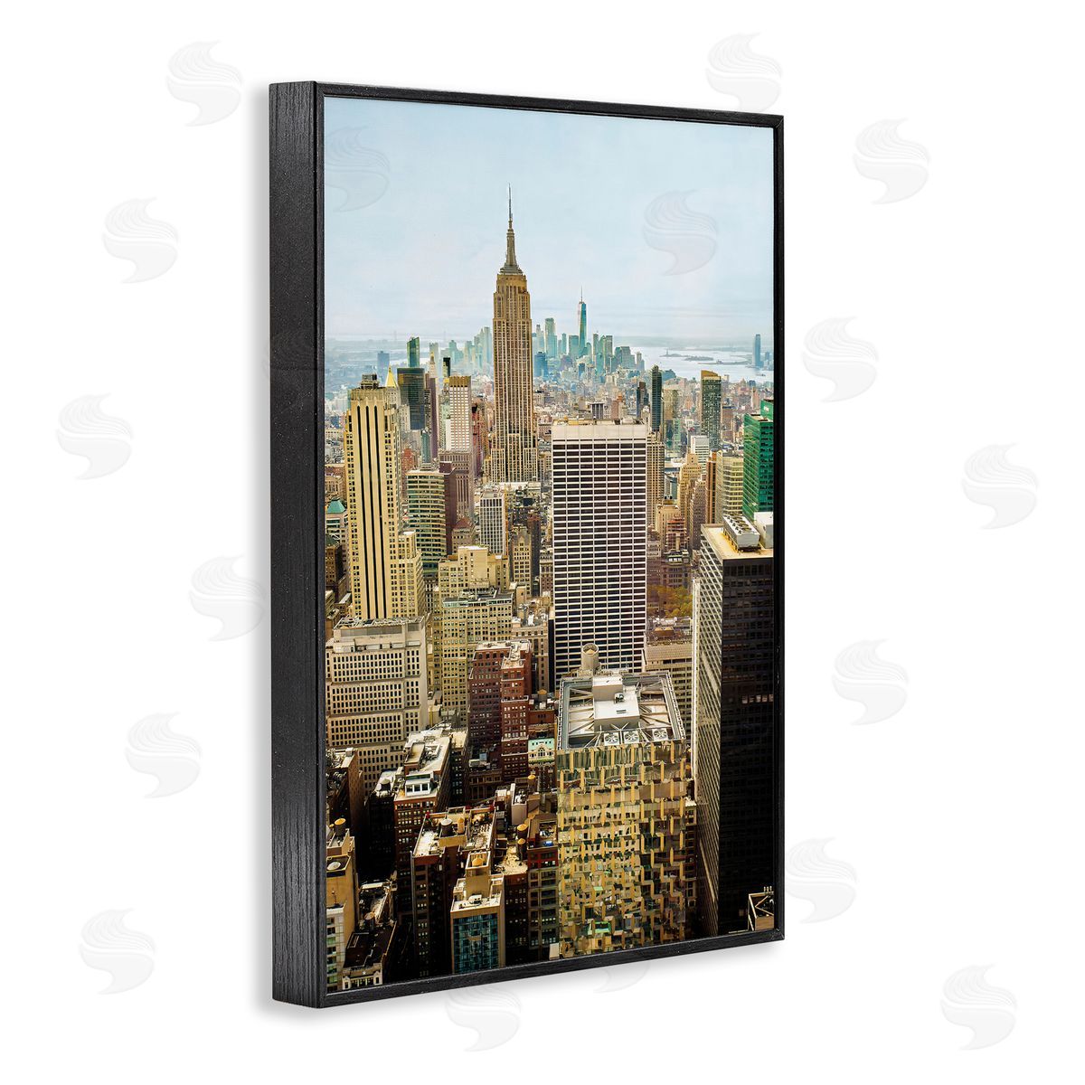 Overlooking Cityscape Buildings Black Frame Print Wall Art, Home Decor by Seven Trees Design