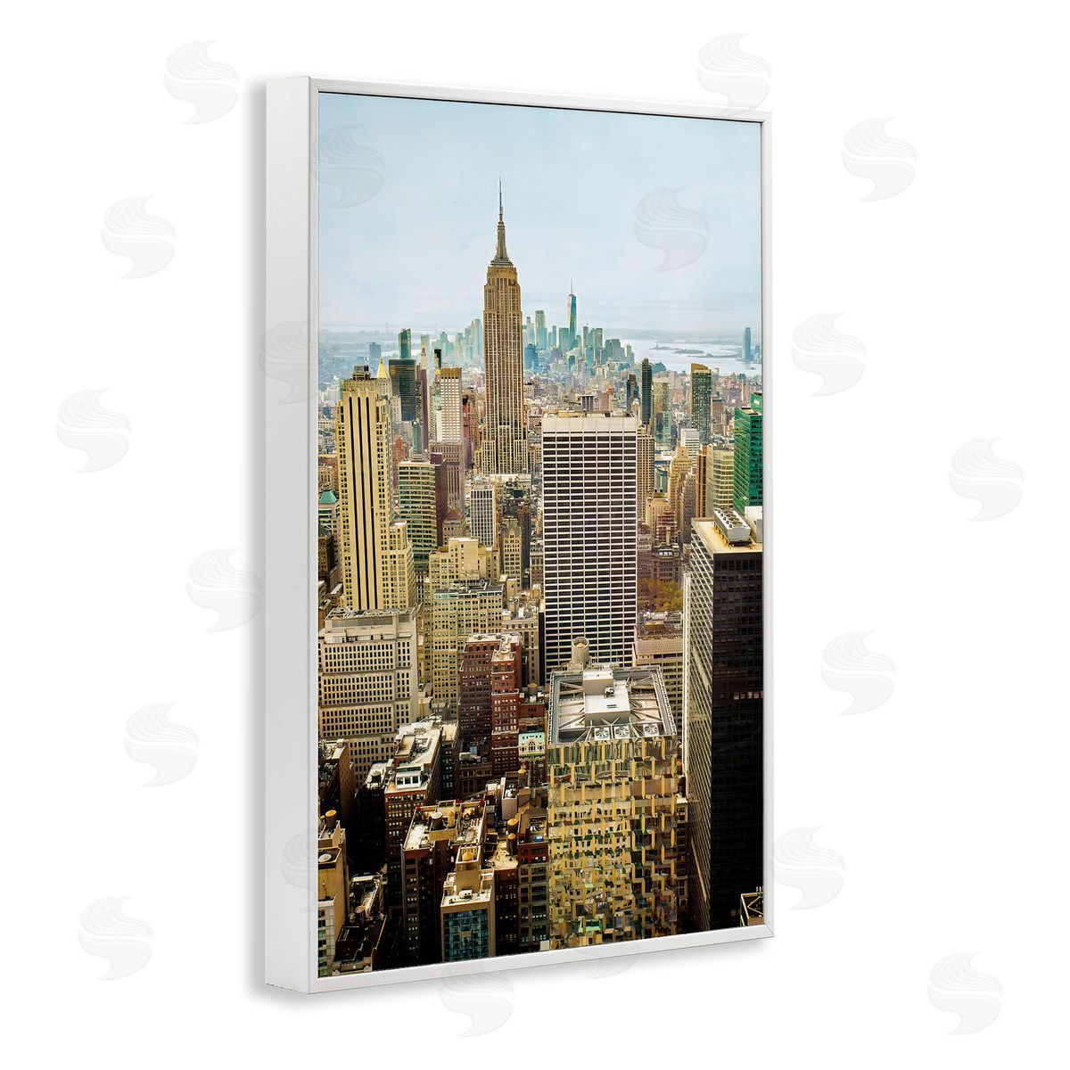Overlooking Cityscape Buildings White Frame Print Wall Art, Home Decor by Seven Trees Design