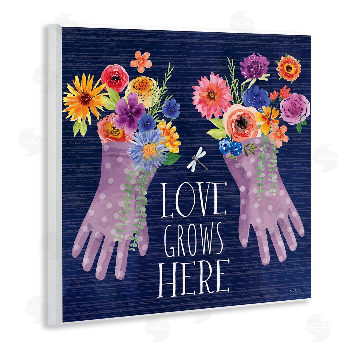 Love Grows Here Gardening Gloves Wood Plaque Wall Art, Home Decor by Nicole DeCamp