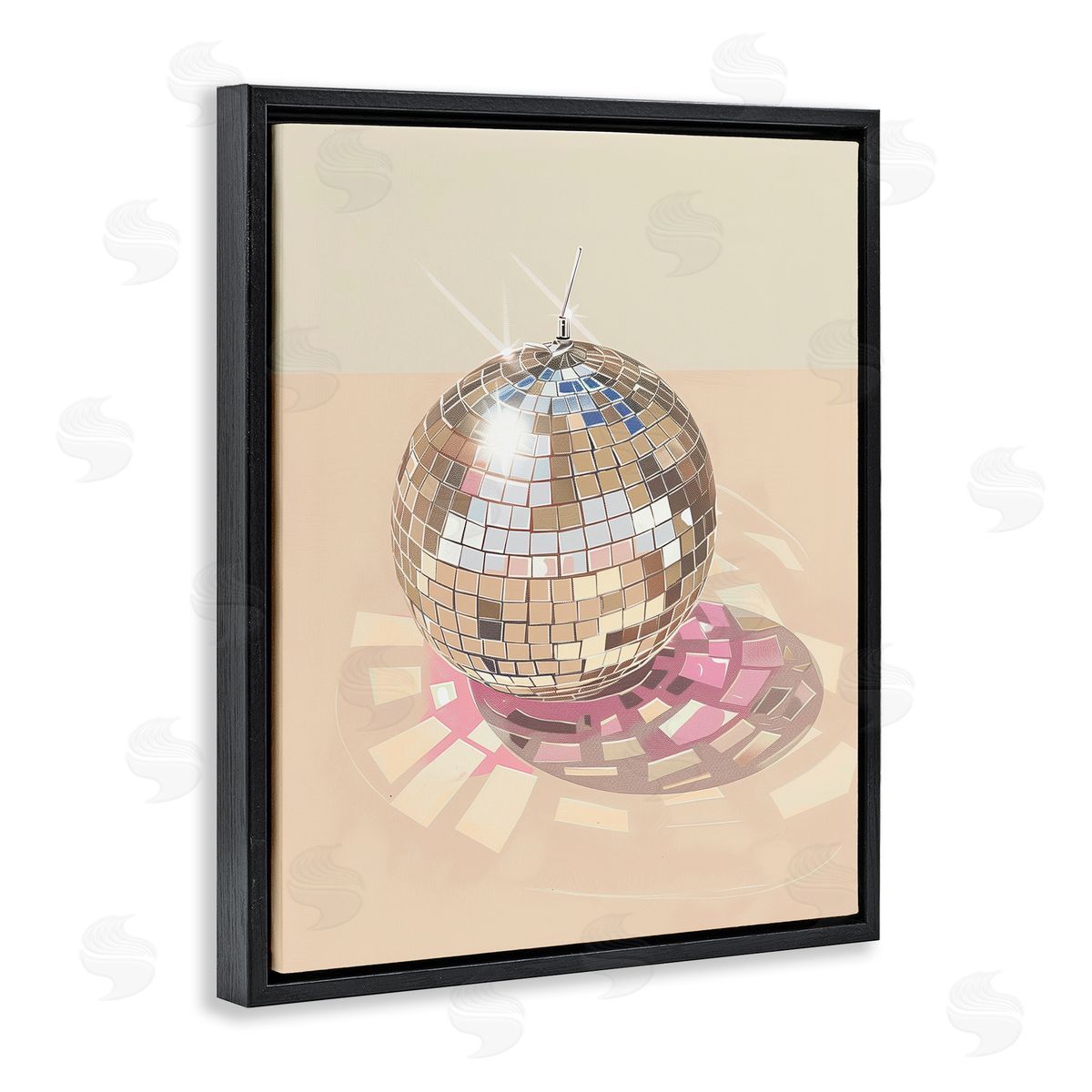 Dazzling Disco Ball Refraction Black Floating Frame Canvas Wall Art, Home Decor by Arlington Prints
