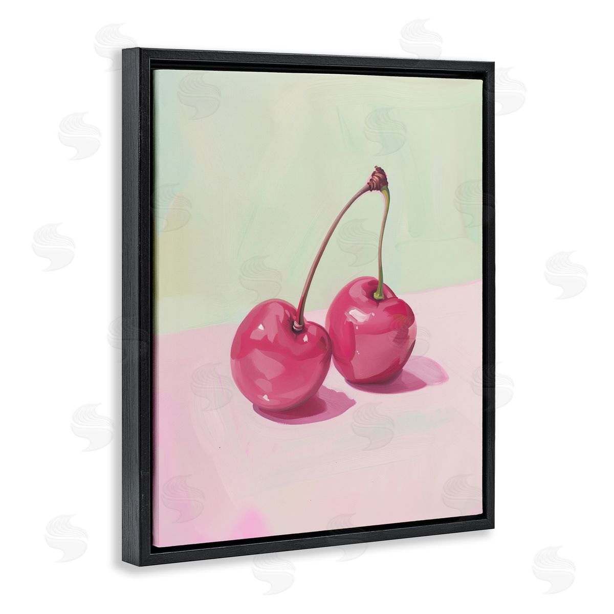 Luminous Cherries Still Life Black Floating Frame Canvas Wall Art, Home Decor by Arlington Prints