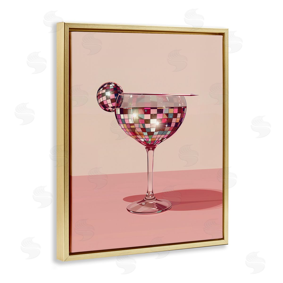Rosy Hued Disco Drink Gold Floating Frame Canvas Wall Art, Home Decor by Arlington Prints