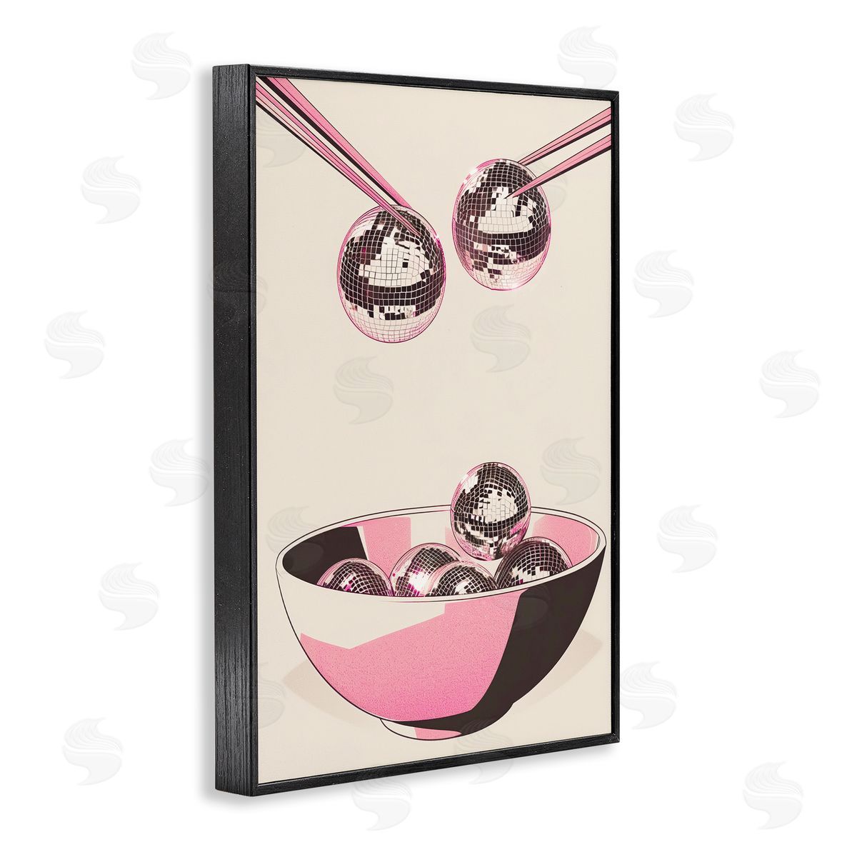 Disco Bowl Meal with Chopsticks Black Frame Print Wall Art, Home Decor by Arlington Prints